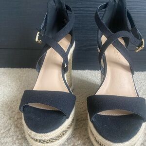 Black Espadrille Wedge Sandals